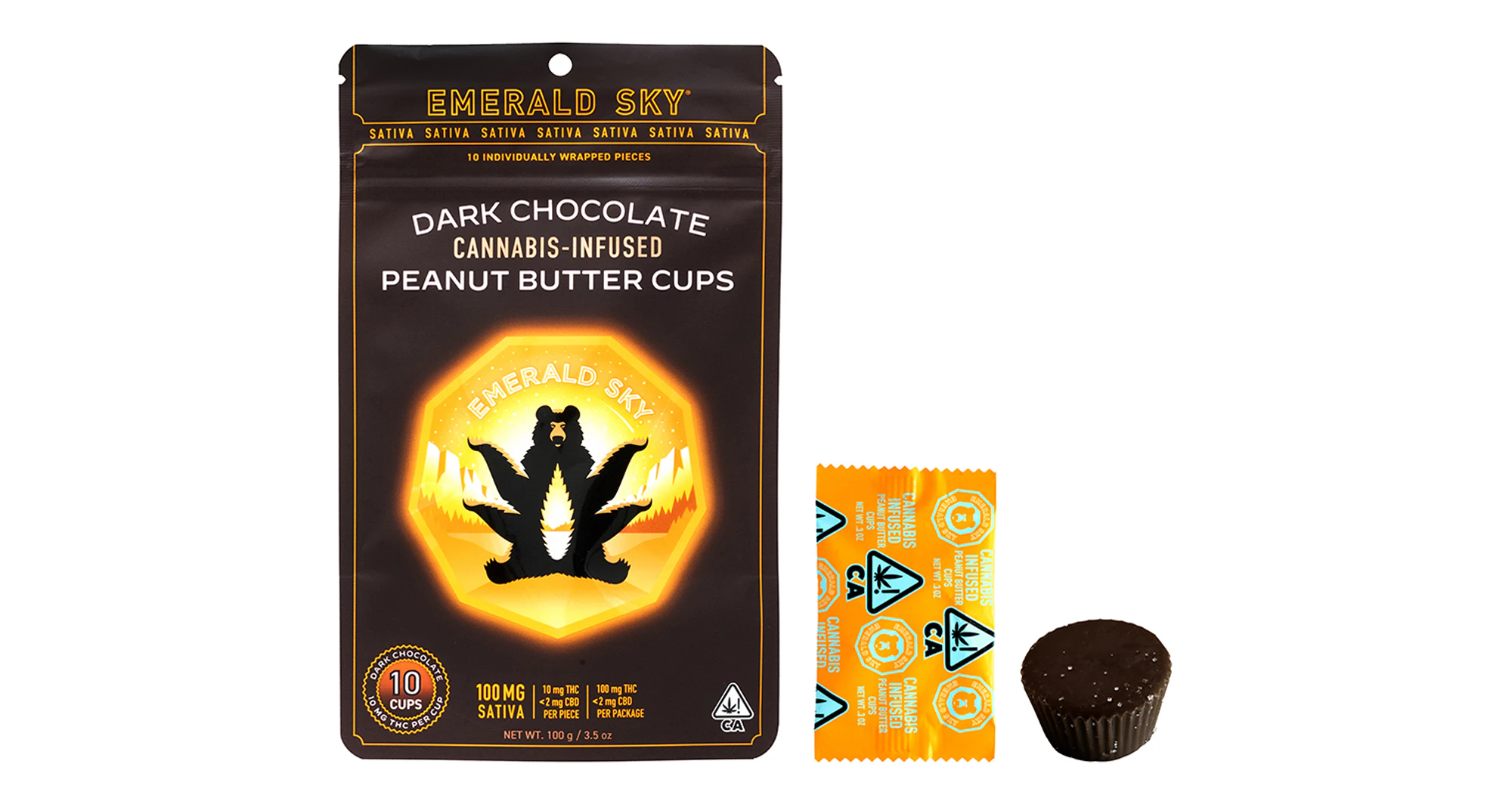 Emerald Sky - Emerald Sky - 10ct. 100mg THC Peanut Butter Cups - Dark Chocolate (Sativa) Main Image