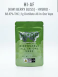 Kiwi Berry Bliss - Hybrid - 88.47% THC | 1g Distillate All-In-One Vape | Hi-AF - PP6 FRONT