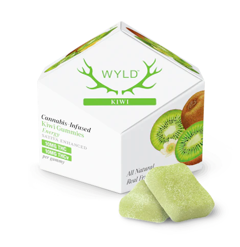 WYLD - Kiwi -Sativa- 100mg THC/100mg THCV | 10pk (Gummies) | Wyld- dd12 back