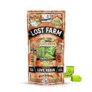Sour Grape - (Live Resin Infused) Fruit Chews - 100mg (H) - Lost Farms x Huf