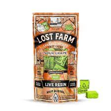 Lost Farm - Sour Grape - (Live Resin Infused) Fruit Chews - 100mg (H) - Lost Farms x Huf Main Image