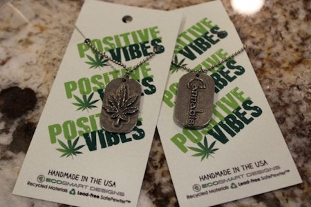 Cannabis Pewter Tag & Chain