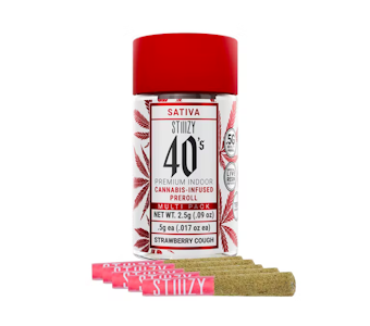 STIIIZY - Strawberry Cough (S) | 5pc Infused Preroll Pack | Stiiizy 40's 