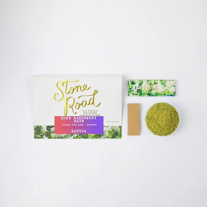 STONE ROAD - Stone Road | Sour Raspberry Haze - Sativa | Diamond and Bubble Hash Infused - 14.0g Roll-Your-Own Main Image