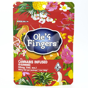 OLE'4 FINGERS - Strawberry 100mg 10 Pack Gummies - Ole' 4 Fingers