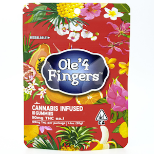 Ole' 4 Fingers - Strawberry 100mg 10 Pack Gummies - Ole' 4 Fingers