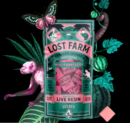 Kiva - Lost Farm Chews Watermelon x Gelato 100mg 