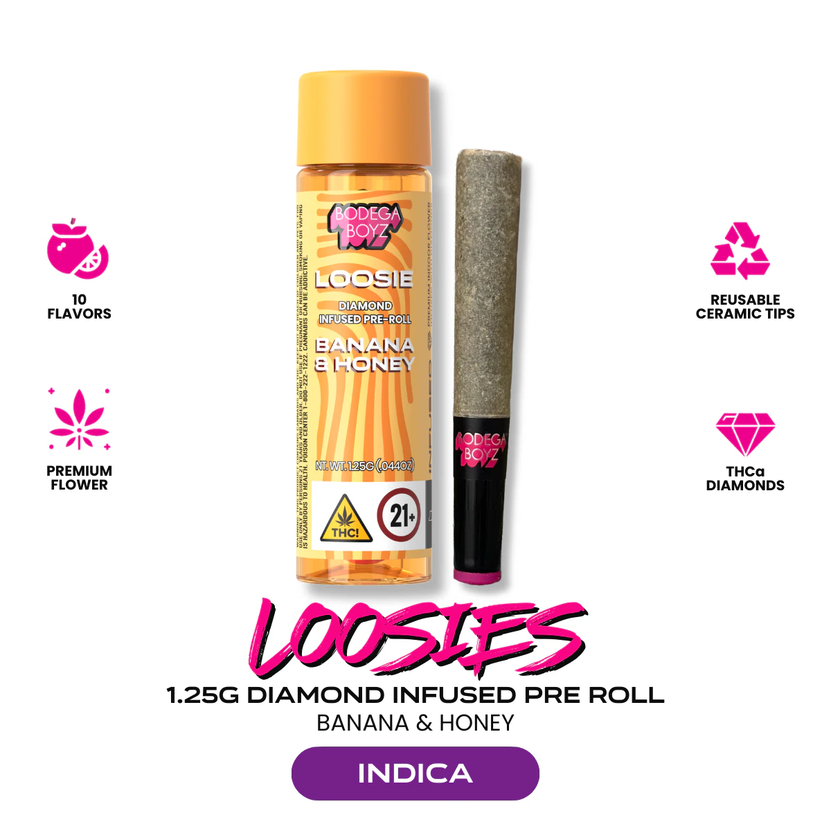 Bodega Boyz - Bodega Boyz Loosie Bananas & Honey Diamond Infused 1.25g Pre-roll Main Image
