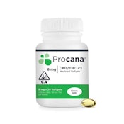 PROCANA - Softgel 20-Count Bottle 2:1 CBD - 100mg CBD 60mg THC - Capsule/Tablet