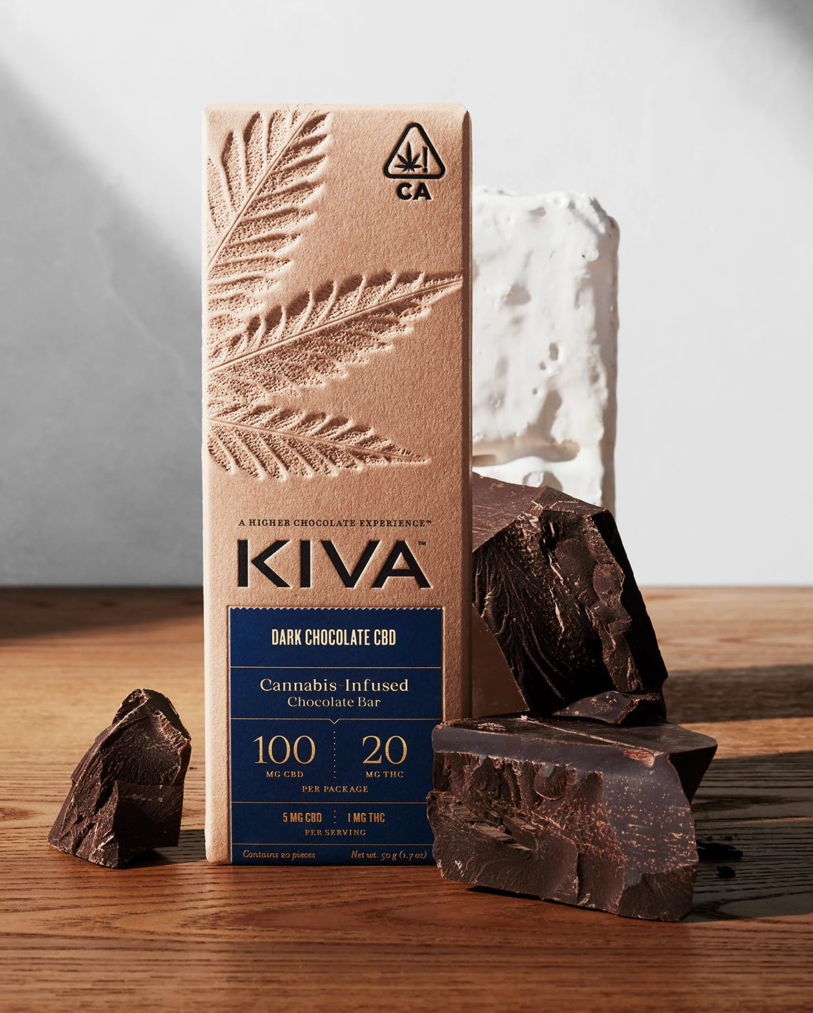 KIVA - Kiva Bar Dark Chocolate CBD 1:5 100mg CBD / 20mg THC Main Image