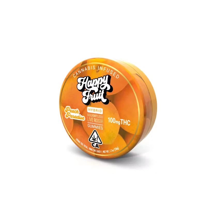 Happy Fruit - Happy Fruit x Pistil Whip | Peach Paradise 100mg THC (Hybrid) - Solventless Live Rosin Gummies Main Image