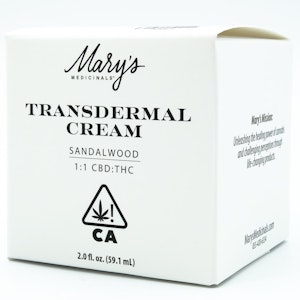 Mary's Medicinals  - 1:1 CBD:THC 2oz Transdermal Cream Sandalwood Fragrance - Mary's Medicinals