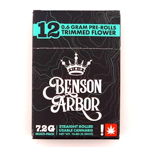 BENSON ARBOR - Benson Arbor South Fork Kush #56/Headband Larry #14 0.6g Preroll 12pk - Sativa