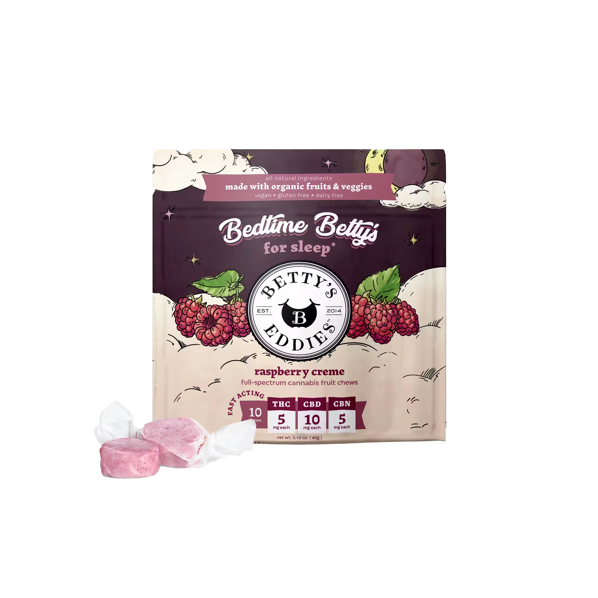 Betty's Eddies - Betty's Eddies | Raspberry Creme | 10pk | (50mg THC/10mg CBD/ 5mg CBN) Main Image