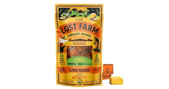 LOST FARM - Lost Farm - Mango 2:1 THC:THCv Jack Herer Live Resin Fruit Chews - 150mg