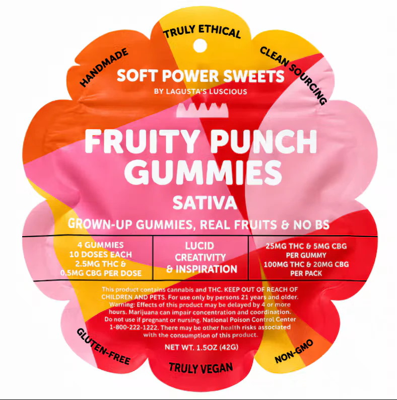 Soft Power Sweets - Soft Power Sweets - Fruity Punch - Gummy - 4 x 25mg THC + 5mg CBG Main Image