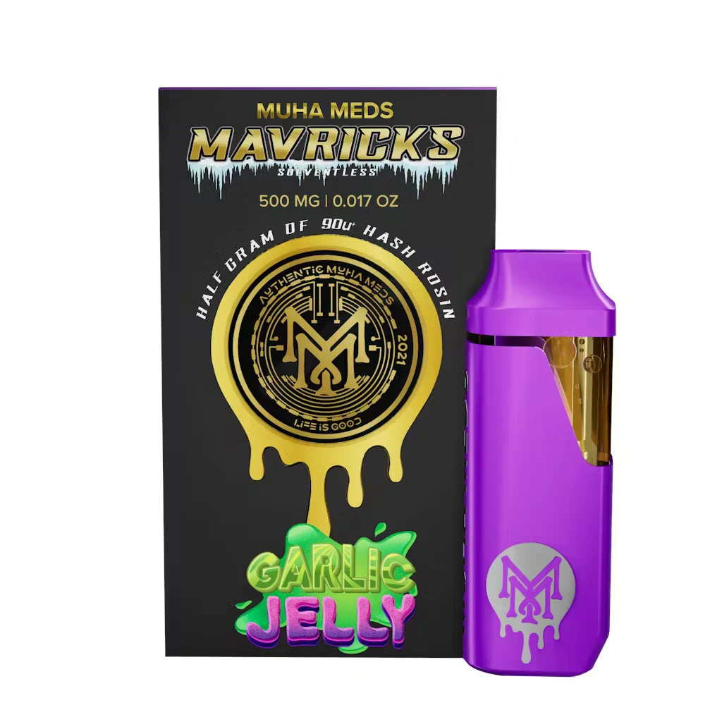 Muha Meds - Garlic Jelly (I) 74.15%THC | Muha Meds | Hash Rosin .5g (Disposable) Main Image