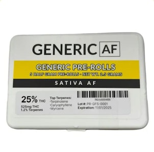 GENERIC AF - Generic AF Sativa AF  5pk|.5G prerolls