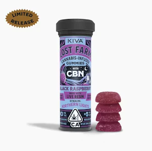 Kiva Confections - Kiva - Lost Farms - Indica - 2:1 Black Raspberry Northern Lights - 10pk - Live Resin Gummies - (100mg THC/50mg CBN)