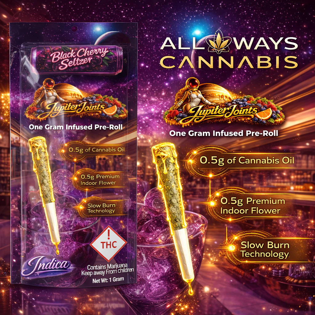All Ways Aeroponics - All Ways Aeroponics - Jupiter Joints Black Cherry Seltzer (I) 1g infused Preroll Main Image