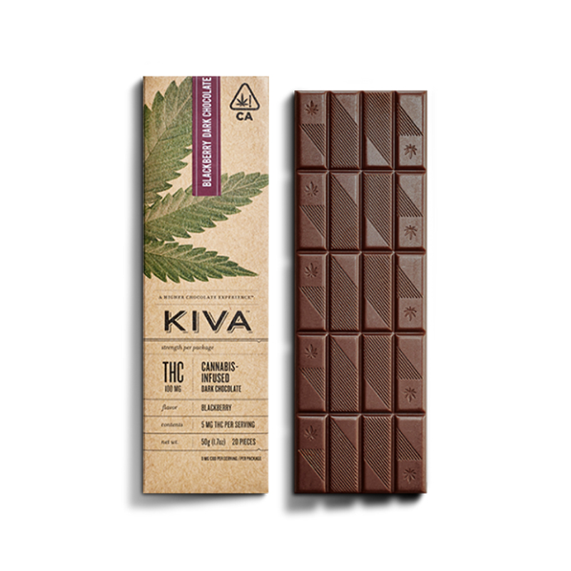 Kiva Dark Blackberry Chocolate Bar 100mg