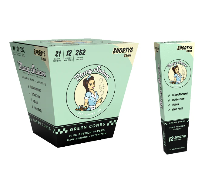 Blazy Susan - Green Paper Cones - Shorty 53mm - 12pk Main Image