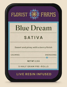 Florist Farms | Live Resin Infused | Blue Dream | 1/2 Gram Joints | 5pk