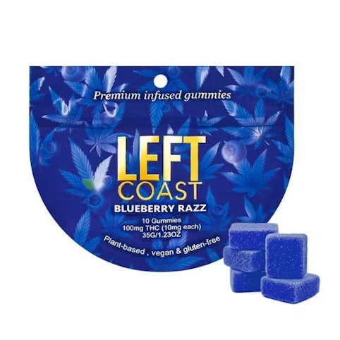 LEFT COAST - Blueberry Razz -Hybrid | 10pk 100mg (Vegan) Left Coast     -a12 front
