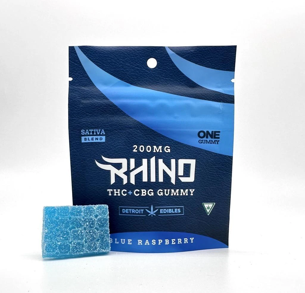 Cannalicious Labs - Detroit Edibles - Rhino Gummy - Blue Raspberry - 200mg THC & 50mg CBG Main Image
