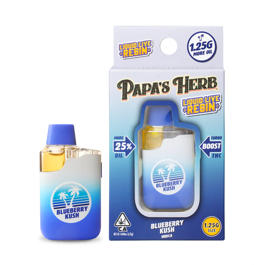 Papa's Herb - Papa's Herb - Blueberry Kush - 1.25g Liquid Live Resin All In One Vape Main Image
