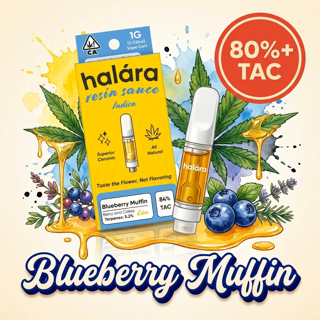 Halara - 1g Blueberry Muffin Live Resin Sauce Ceramic Cartridge - Halara Main Image