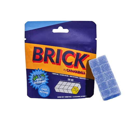 Cannabals - BRICK by Cannabals | Blue Razz - Sativa - (Single-Serve Gummy) 100mg THC - a3