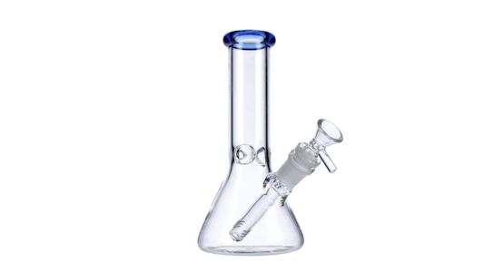 Glass - Mini Beaker Bong 8" w/color lip