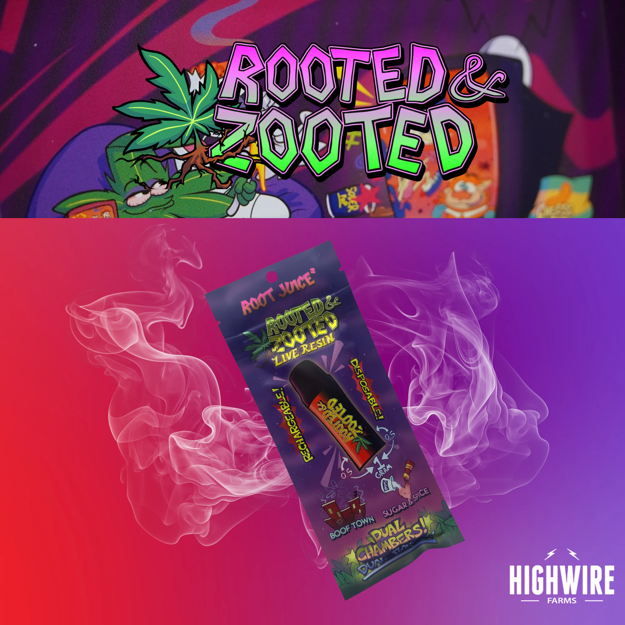 Rooted & Zooted - Rooted & Zooted Live Resin Disposable Sugar & Spice/Boof Town 1g Main Image