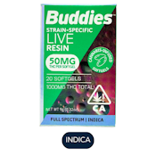 Buddies - Live Resin - Indica 50mg ea - Capsules - 20ct - 1000mg