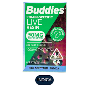 Buddies - Buddies - Live Resin - Indica 50mg ea - Capsules - 20ct - 1000mg