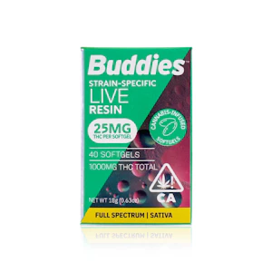 BUDDIES - BUDDIES - Capsule - Sativa - THC Soft Gel 25MG - Live Resin - 40-Count - 1000MG