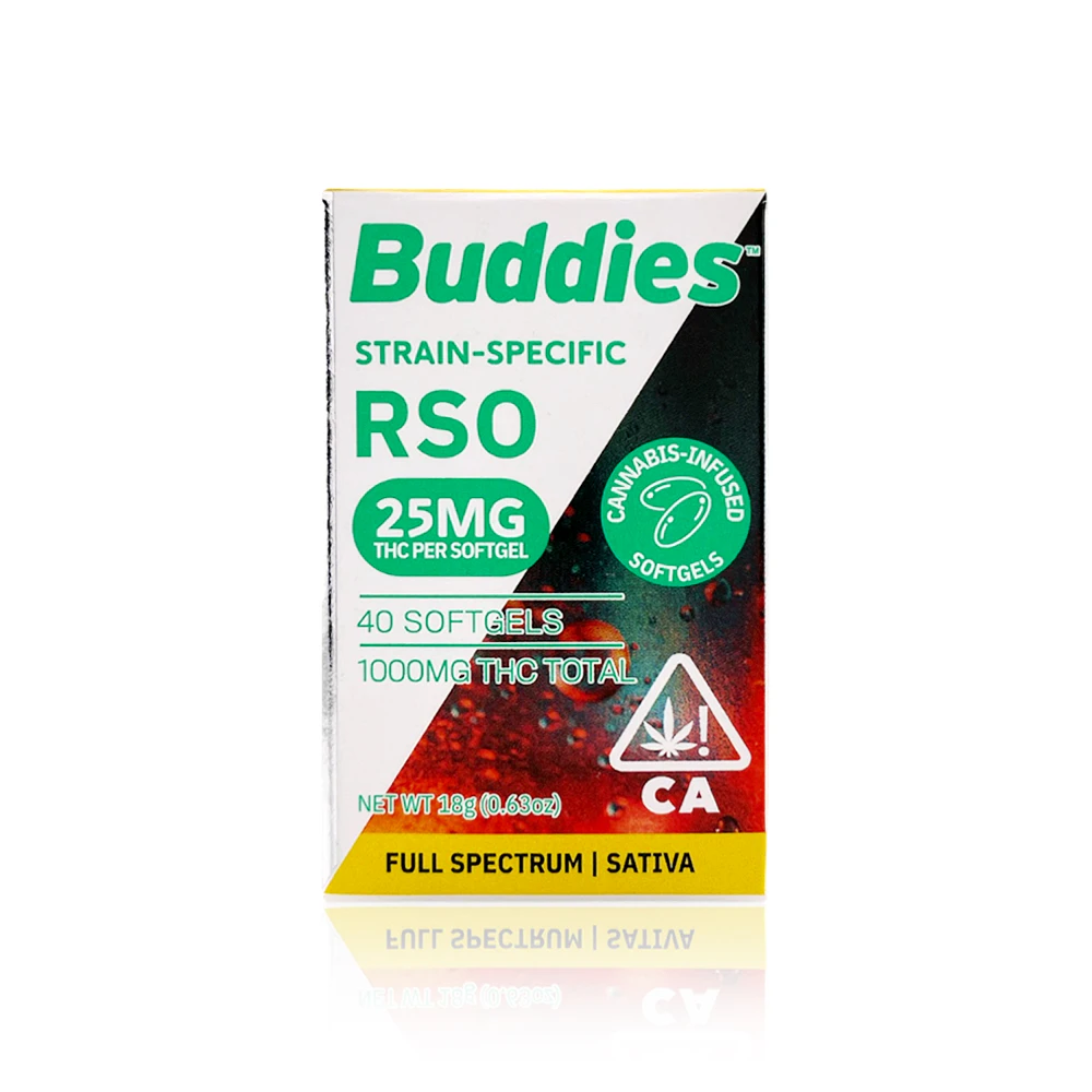 Buddies Brand - BUDDIES - Capsule - Sativa - RSO Softgels - 25MG - 40 Count - 1000MG Main Image