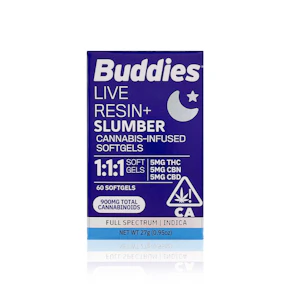 BUDDIES - Capsules - Slumber - 1:1:1 - THC:CBD:CBN - Live Resin  - 60-Count - 300MG