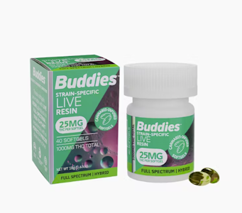 Buddies - [Buddies] Live Resin Soft Gels 40 Count - 1000mg - Hybrid 25mg
