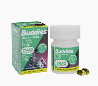 Buddies - [Buddies] Live Resin Soft Gels 40 Count - 1000mg - Sativa 25mg
