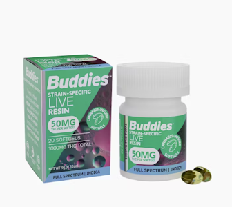 Buddies - [Buddies] Live Resin Soft Gels 20 Count - 1000mg - Indica 50mg