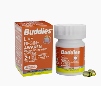 Buddies - [Buddies] Live Resin Soft Gels 60 Count - 450mg - Awaken 2:1 (THC/THCv)
