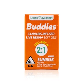 BUDDIES - Capsules - Sunrise - THC:THCv - 2:1 - Liquid Live Resin - 60-Count - 300MG