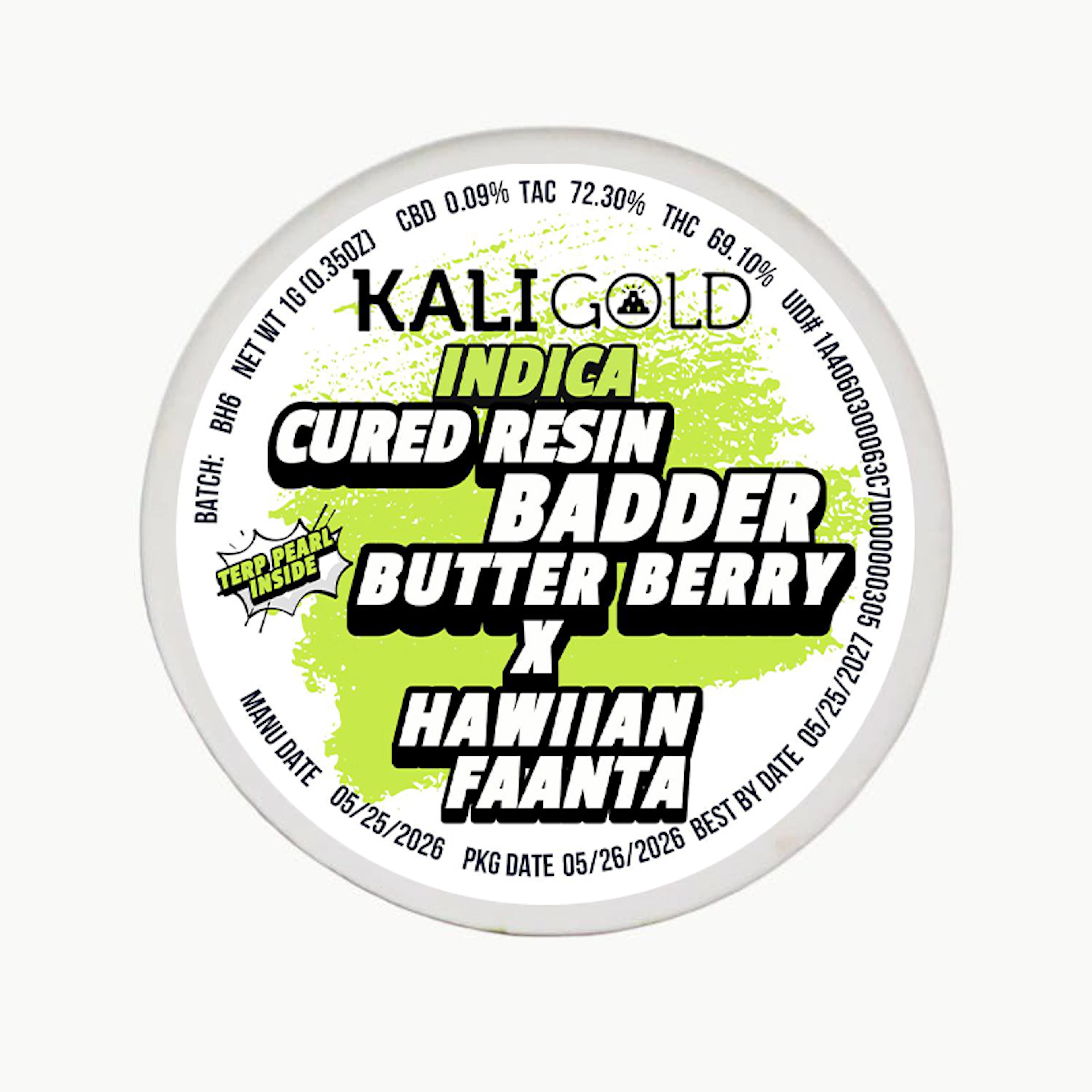Kali Gold Butter Berry x Hawaiian Faanta Cured Resin Badder 1.0g