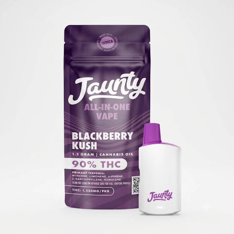 Jaunty - Blackberry Kush -Indica- 90% THC | 1.5g (Vape Pen) All-In-One Palm | Jaunty - H4 BACK