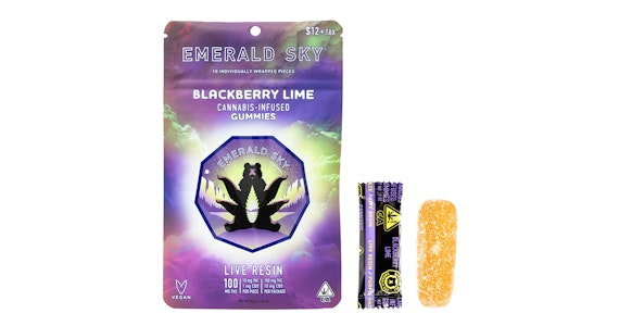 Emerald Sky - Emerald Sky - Blackberry Lime 10:1 THC:CBD Live Resin Gummies - 110mg
