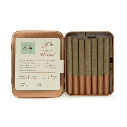 Ruby Farms - Tangie -Sativa- 23% THC | 7 x 0.7g (5g Pre-Roll Pack) | Ruby Farms  -Q9 BACK