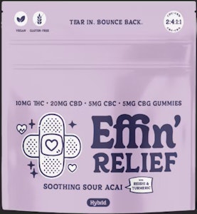 Effin - Effin' | Relief | Soothing Sour Acai 2:4:1:1 THC:CBD:CBC:CBG | Gummies | 100mg