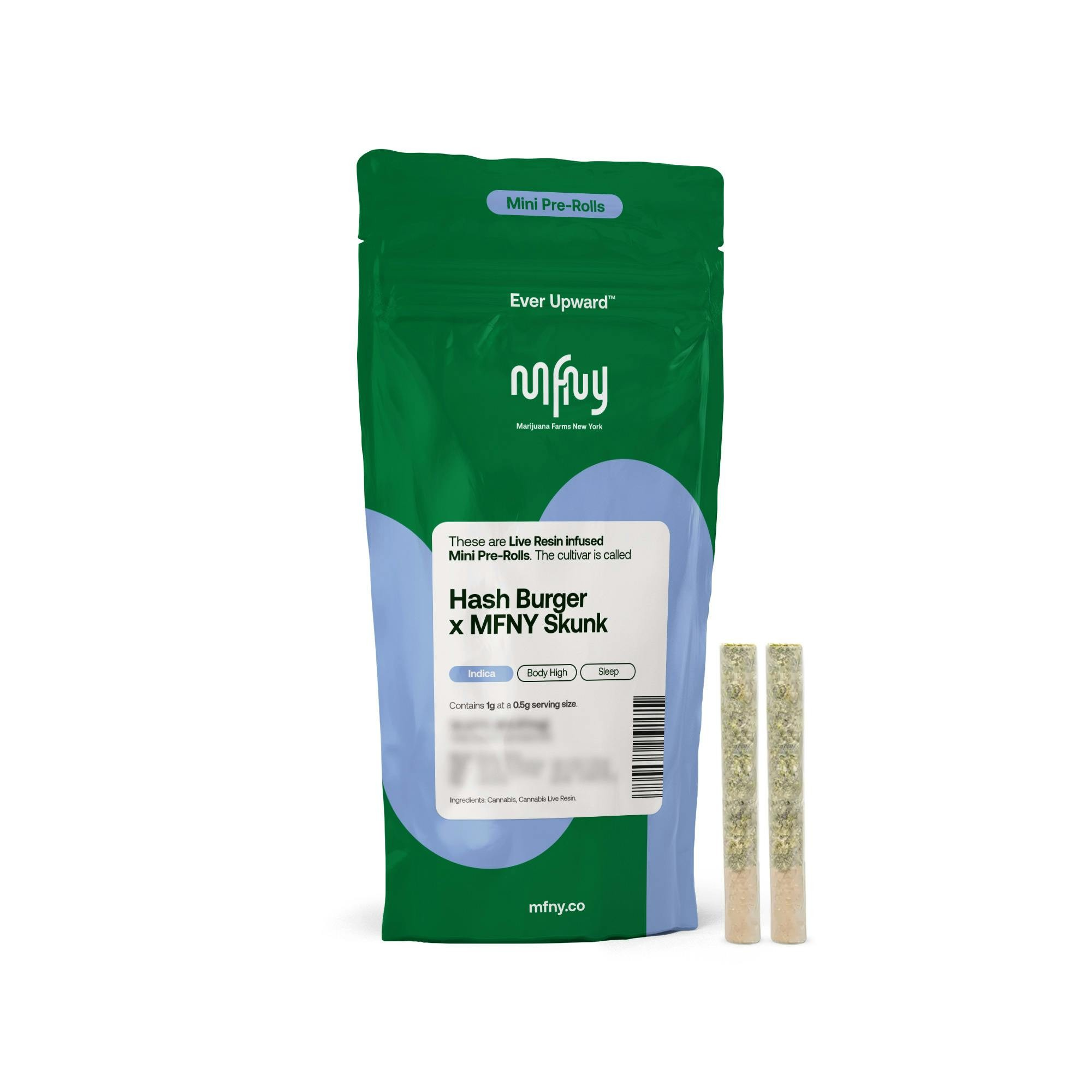 MFNY | 0.5g Infused Mini (Pre-Roll) -Indica- | Hash Burger x MFNY Skunk 2pk  -w1